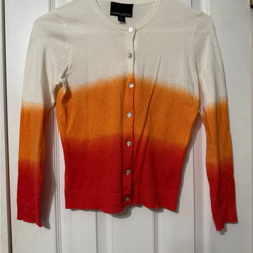 Cynthia Rowley Women's Cream and Orange Ombre Cardigan